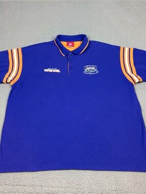 Vtg Super Bowl 39 Jacksonville Men’s 2XL Royal Blue Polo with Orange Stripe 2005
